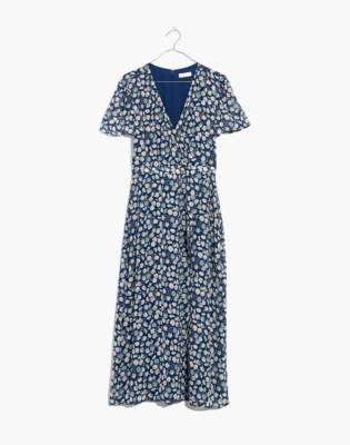 Wrap-Front Midi Dress in French Floral